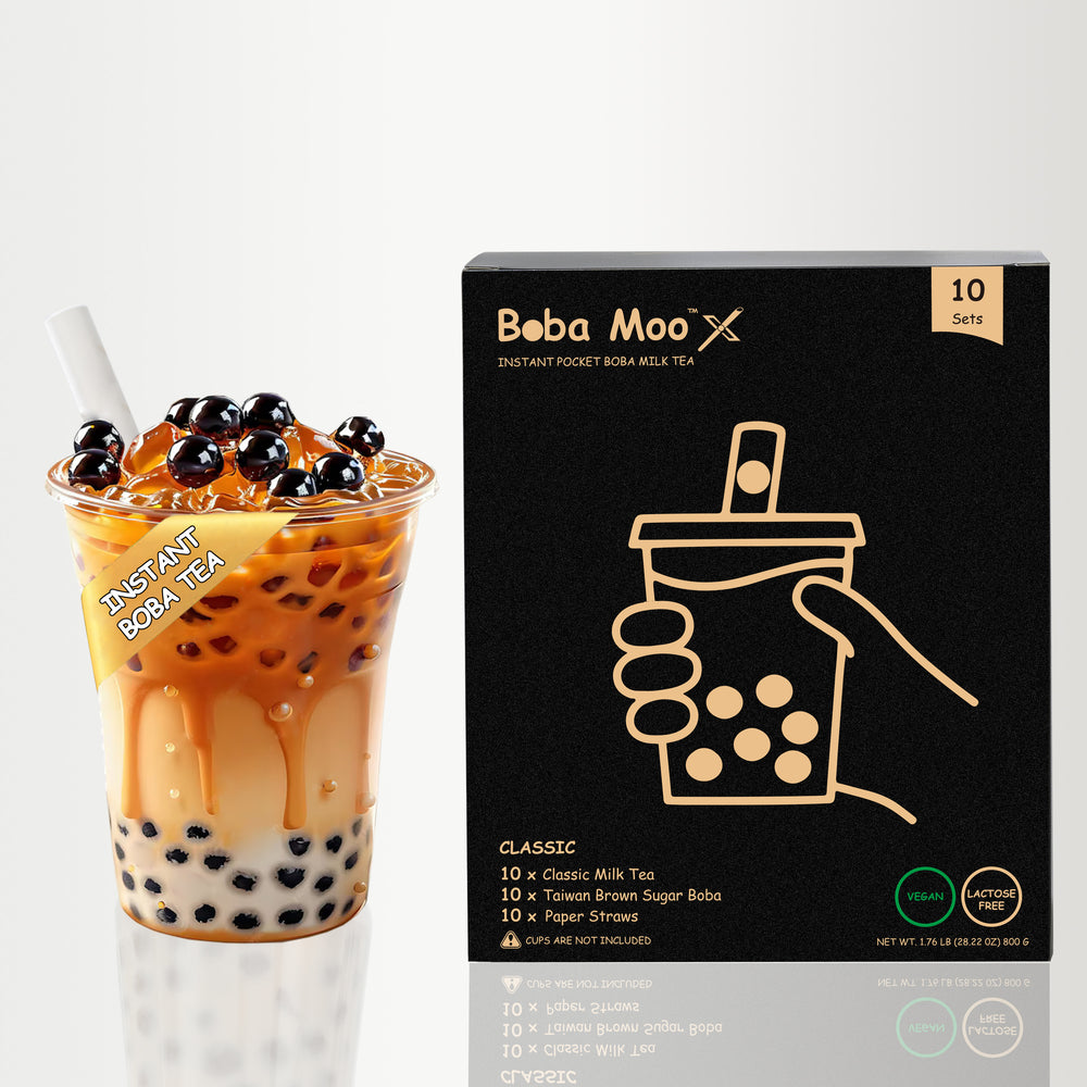 Vegan, Lactose-Free | Boba Moo X - Classic Flavor Brown Sugar Boba Milk Tea (10 Servings)