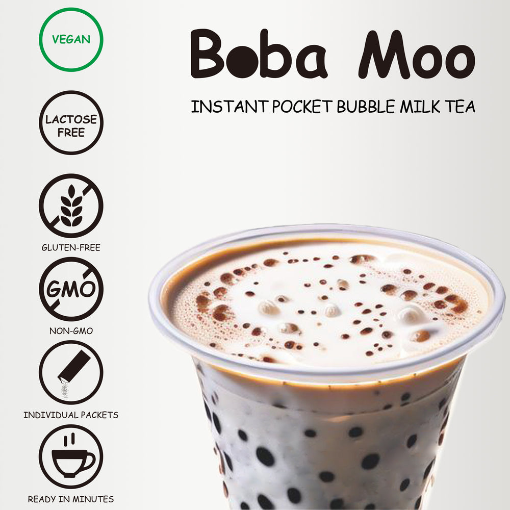 Vegan, Lactose-Free | Boba Moo - Taro Flavor Brown Sugar Boba Milk Tea (6 Servings)